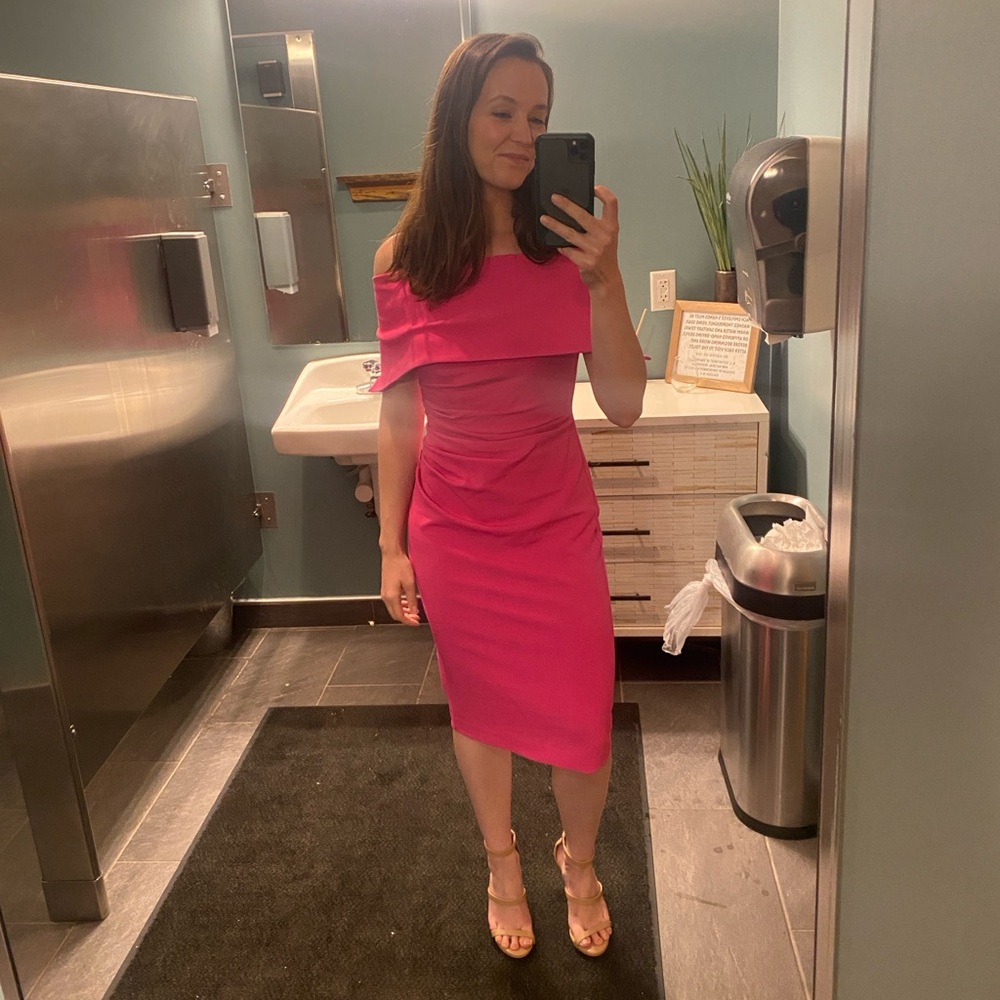 Hot Pink Off the Shoulder Dress